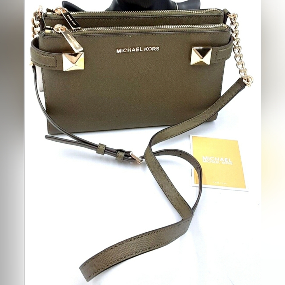 Michael Kors Designer Green Karla Crossbody Purse Handbag